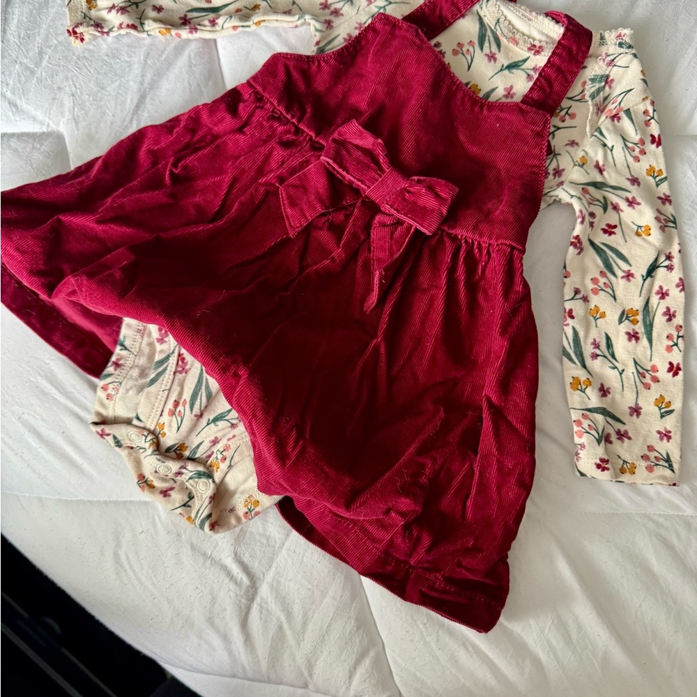 Carter's Burgundy Dress with Floral Onesie